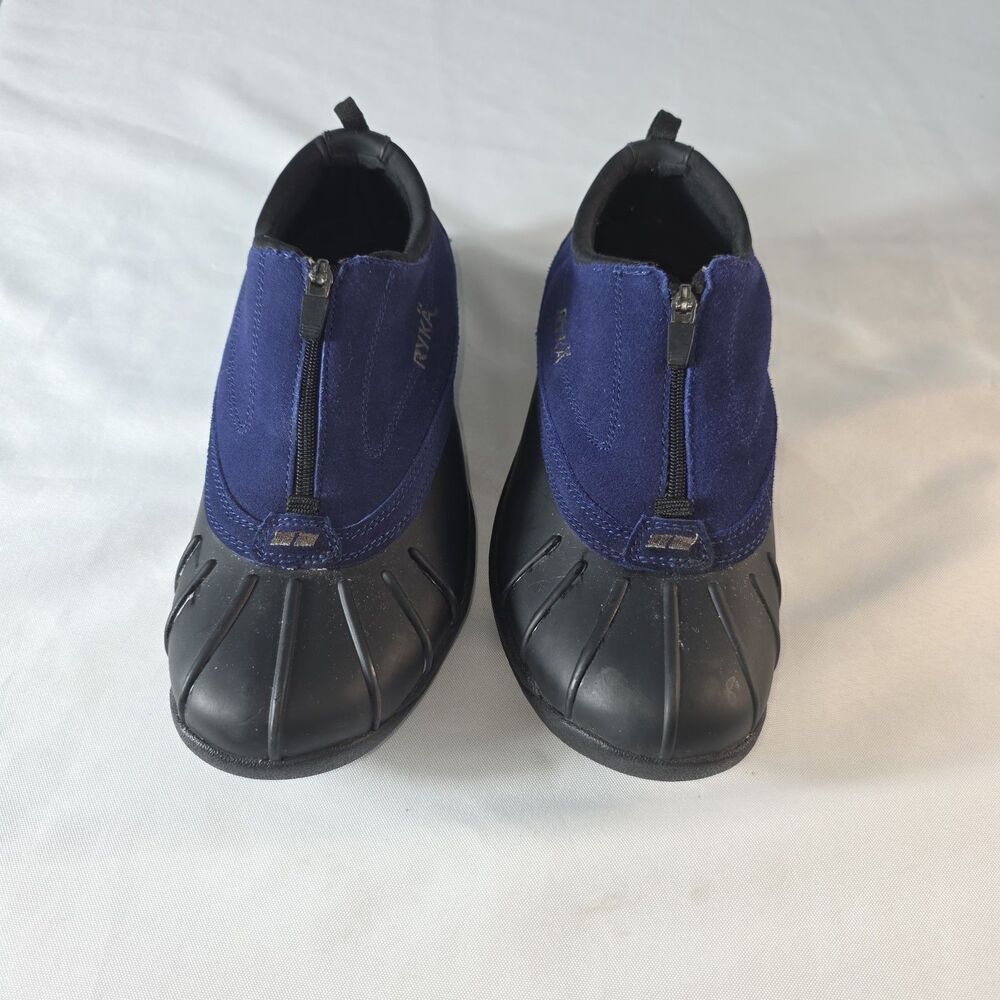 RYKA  Zip Up Rugged Duck Booties Nitacel sz 10W Blue Fabric Top Rubber Hiking